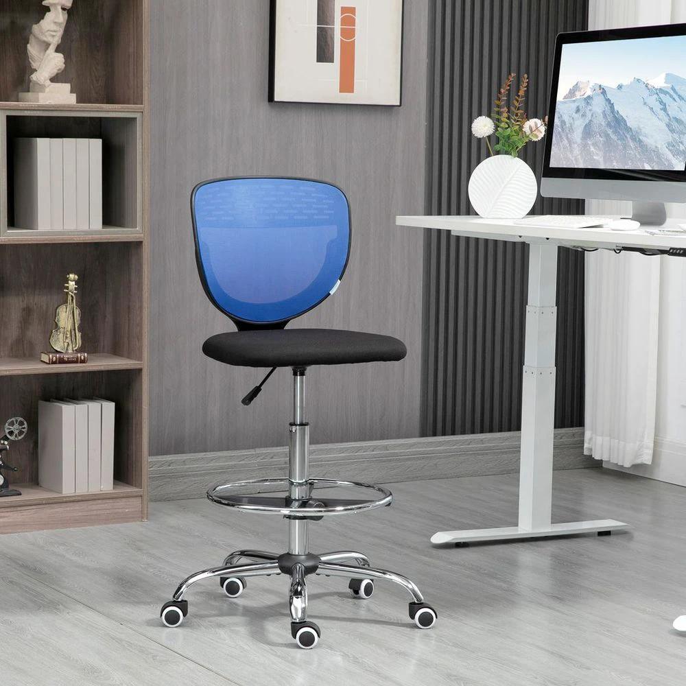 Vinsetto Draughtsman Chair, Tall Office Chair with Lumbar Support, Blue by Vinsetto