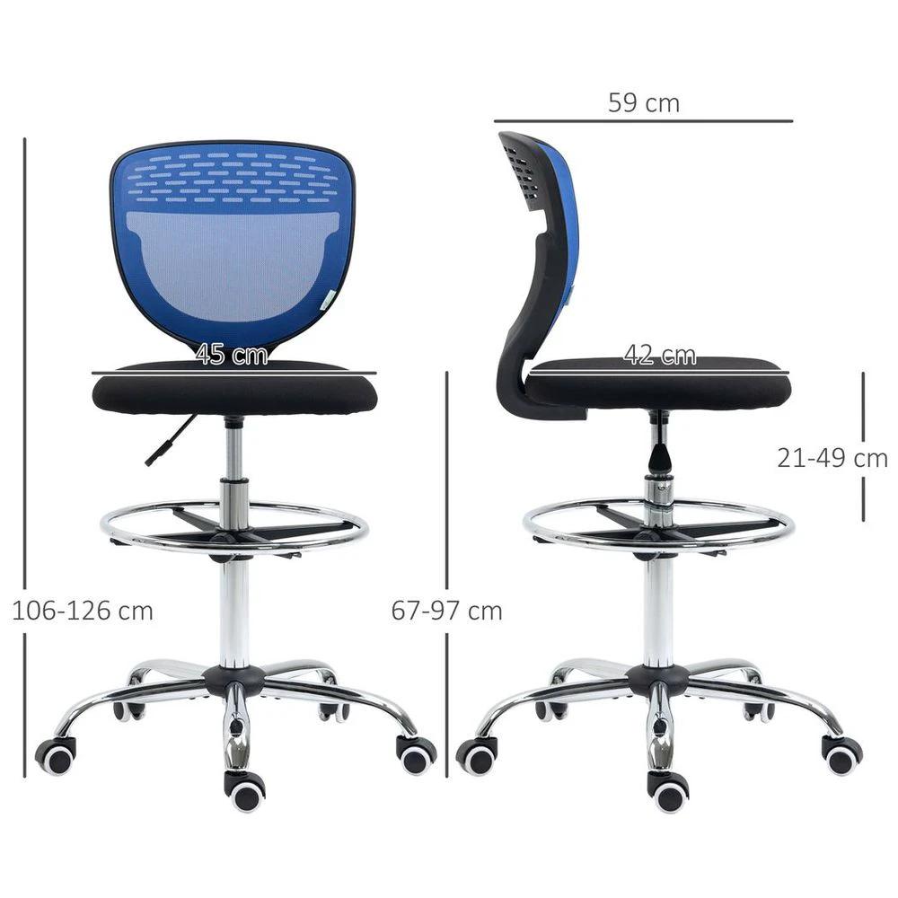 Vinsetto Draughtsman Chair, Tall Office Chair with Lumbar Support, Blue by Vinsetto