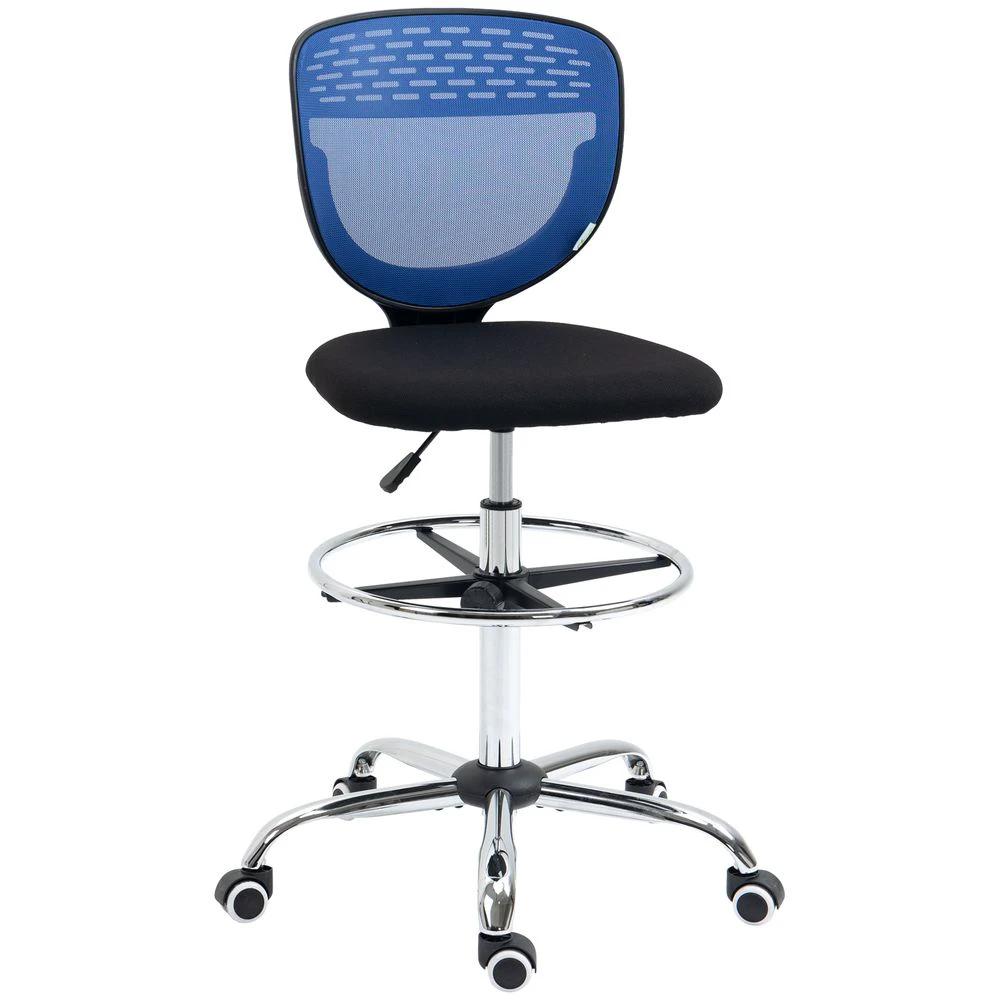 Vinsetto Draughtsman Chair, Tall Office Chair with Lumbar Support, Blue by Vinsetto