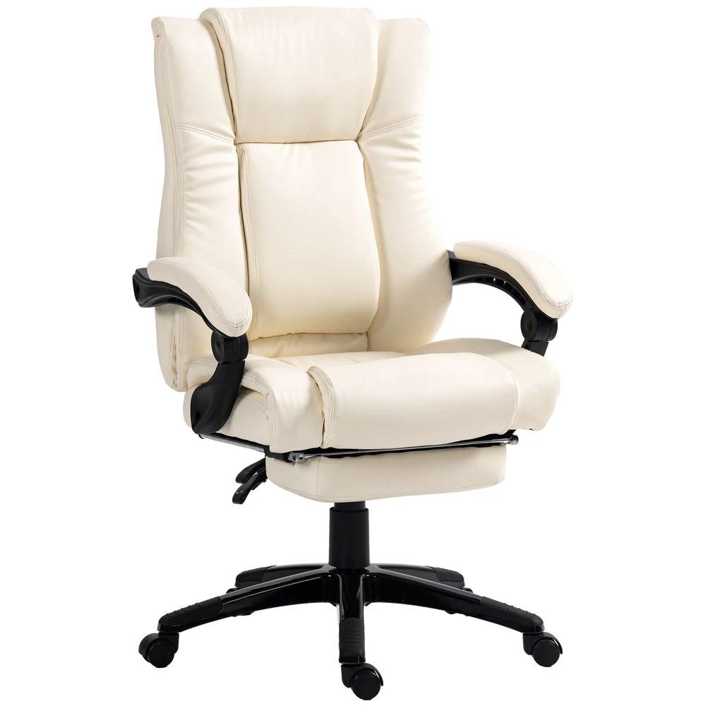 Vinsetto Executive Home Office Chair High Back Recliner, with Foot Rest, Cream by Vinsetto