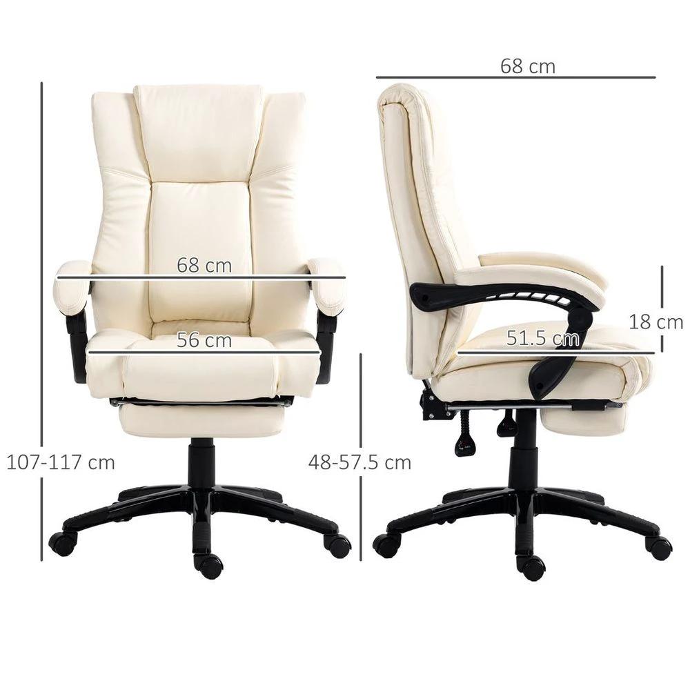 Vinsetto Vinsetto Executive Home Office Chair High Back Recliner, with Foot Rest, Cream - Office Chair