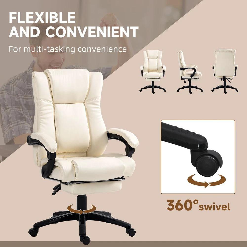 Vinsetto Vinsetto Executive Home Office Chair High Back Recliner, with Foot Rest, Cream - Office Chair