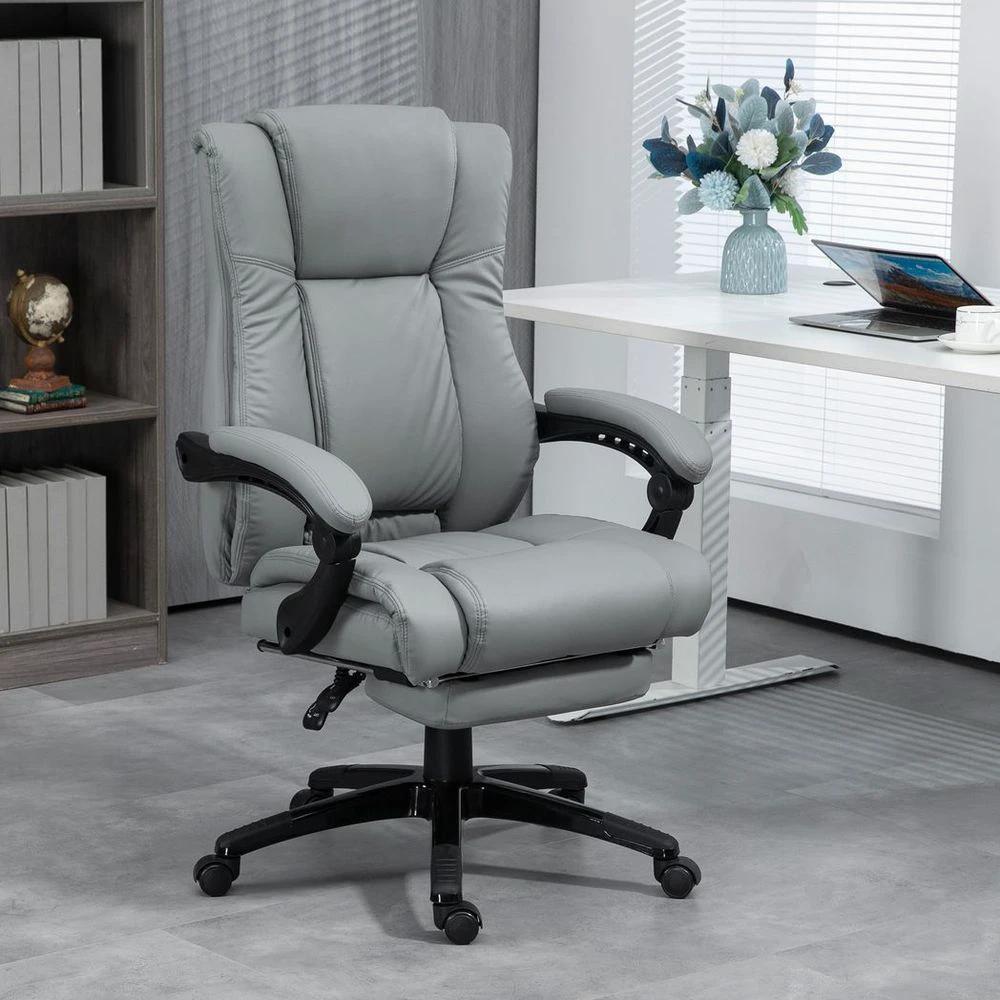 Vinsetto Executive Home Office Chair High Back Recliner, with Foot Rest, Grey by Vinsetto