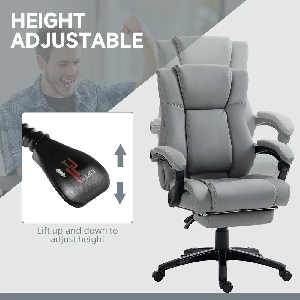 Vinsetto Executive Home Office Chair High Back Recliner, with Foot Rest, Grey by Vinsetto
