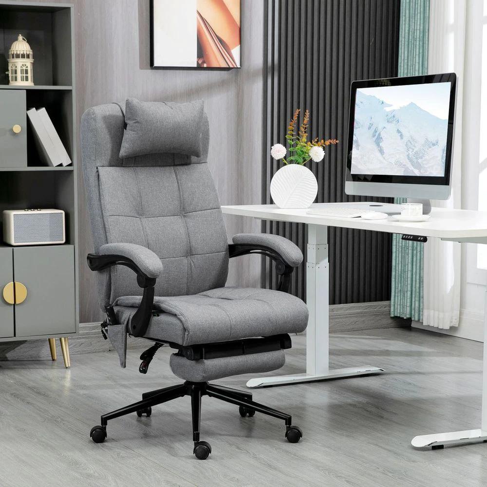 Vinsetto Vinsetto Fabric Vibration Massage Office Chair with Heat, Head Pillow, Grey - Office Chair