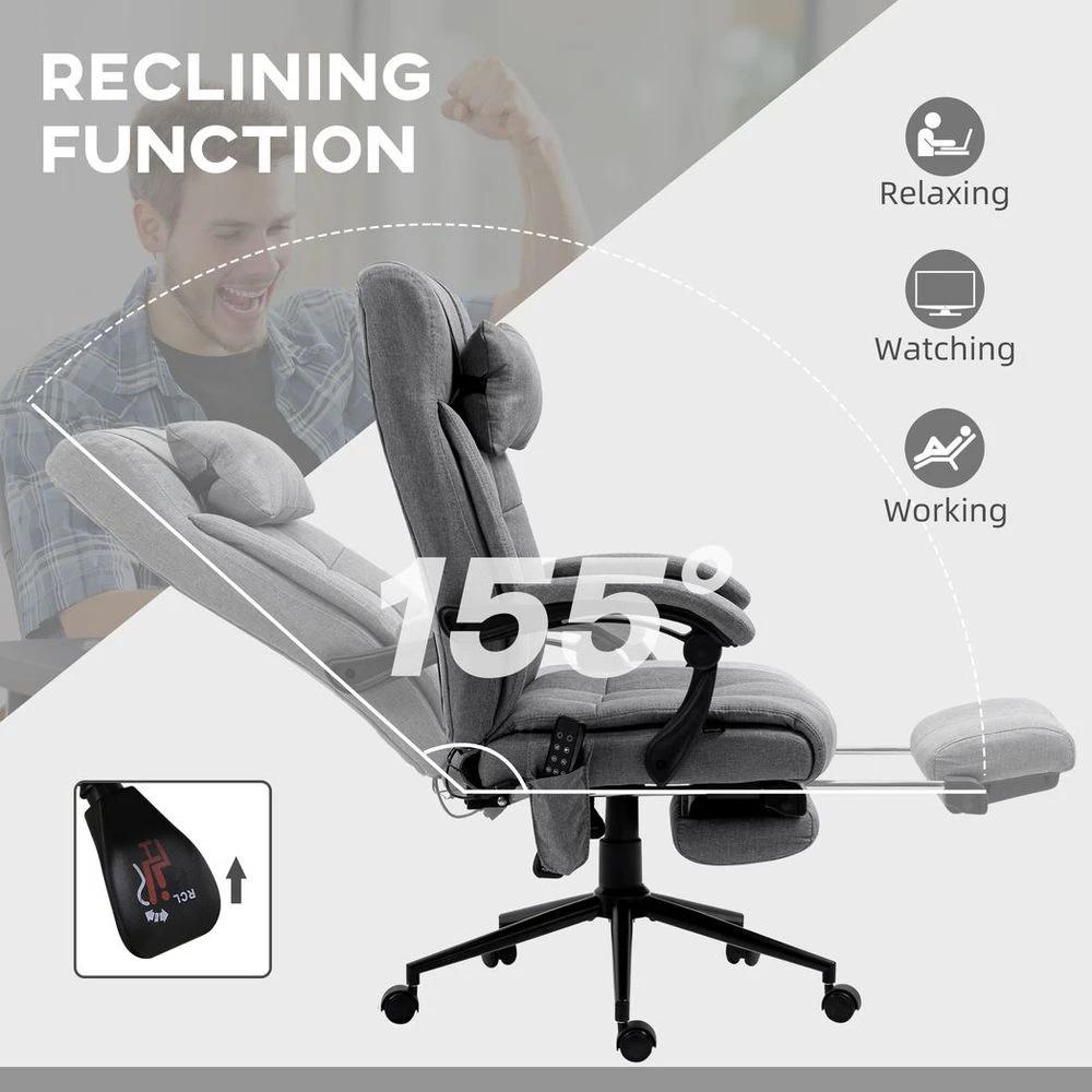 Vinsetto Vinsetto Fabric Vibration Massage Office Chair with Heat, Head Pillow, Grey - Office Chair