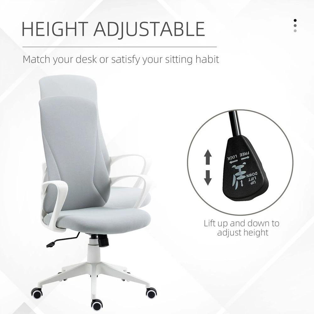 Vinsetto Vinsetto High-Back Home Office Chair Height Adjustable Elastic Desk Chair Grey - Office Chair