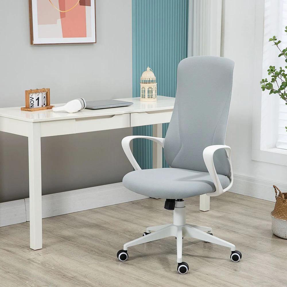 Vinsetto Vinsetto High-Back Home Office Chair Height Adjustable Elastic Desk Chair Grey - Office Chair