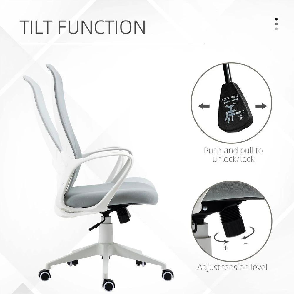 Vinsetto Vinsetto High-Back Home Office Chair Height Adjustable Elastic Desk Chair Grey - Office Chair