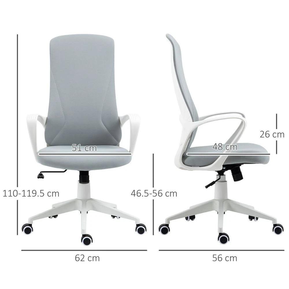 Vinsetto Vinsetto High-Back Home Office Chair Height Adjustable Elastic Desk Chair Grey - Office Chair