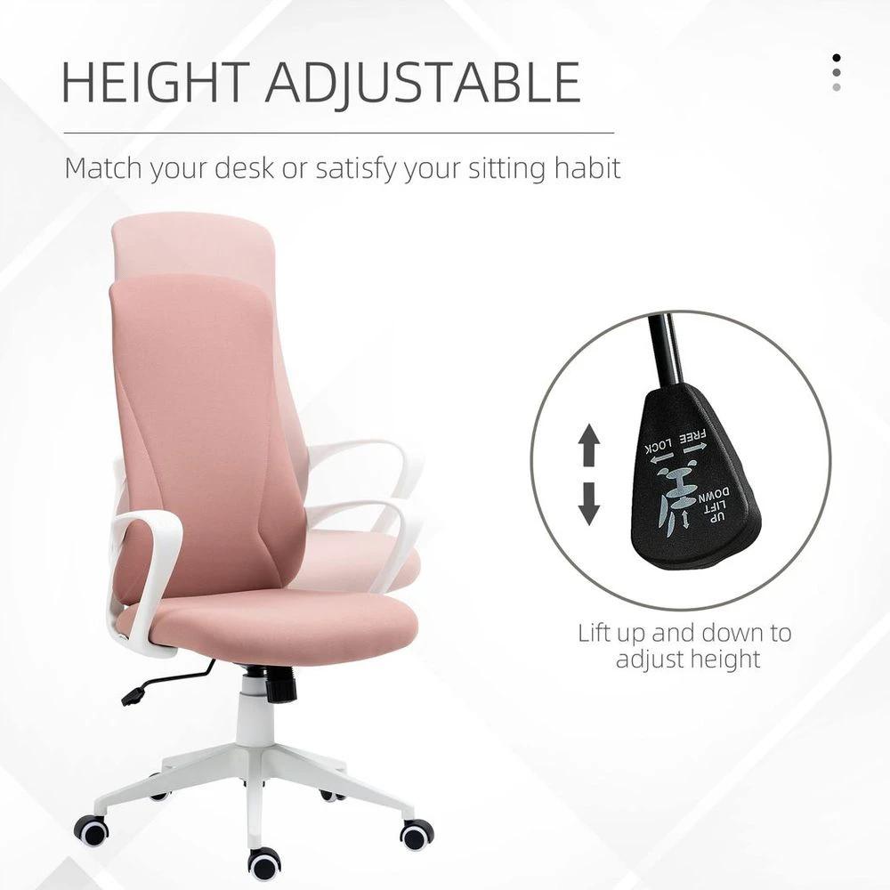 Vinsetto High-Back Home Office Chair Height Adjustable Elastic Desk Chair Pink by Vinsetto