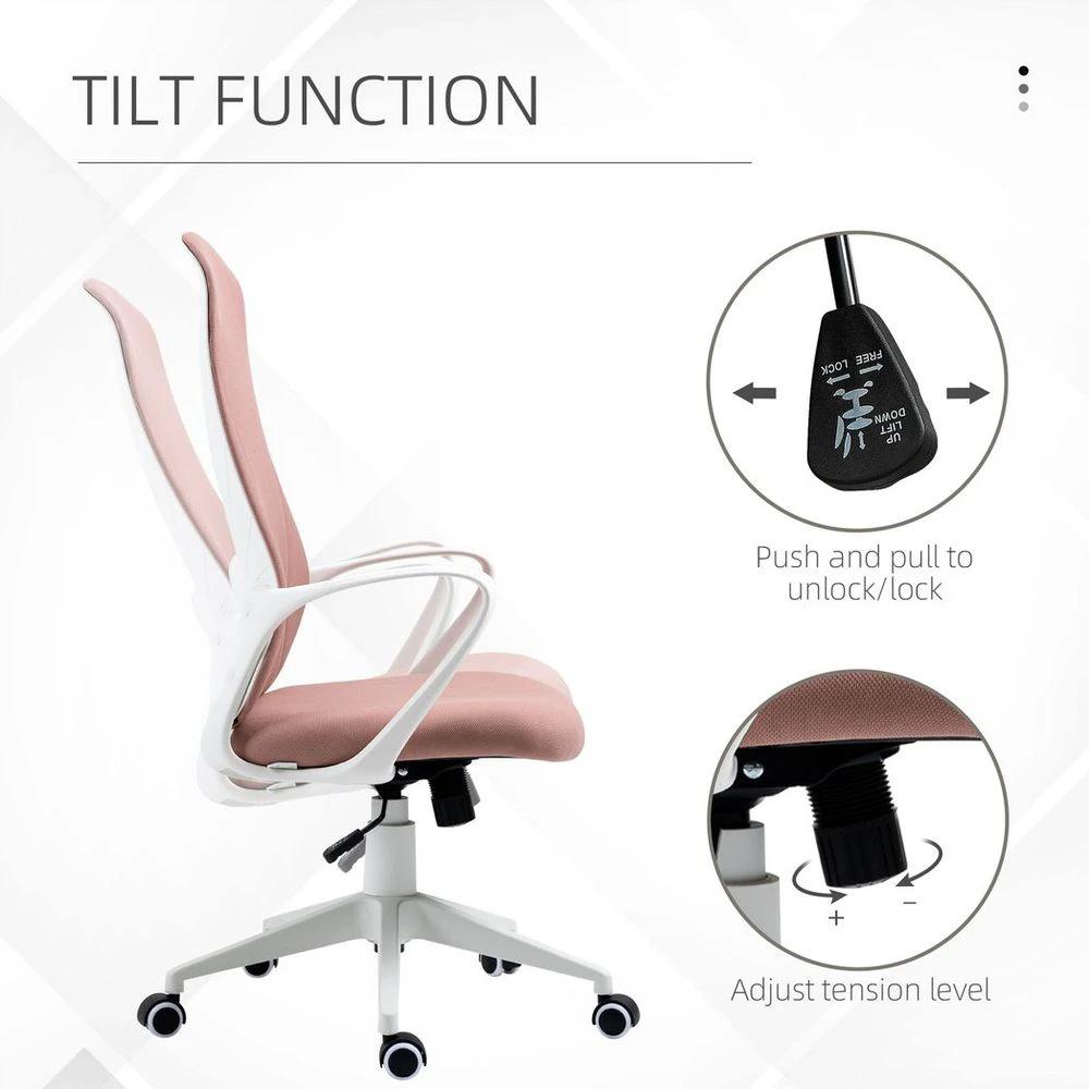 Vinsetto Vinsetto High-Back Home Office Chair Height Adjustable Elastic Desk Chair Pink - Office Chair