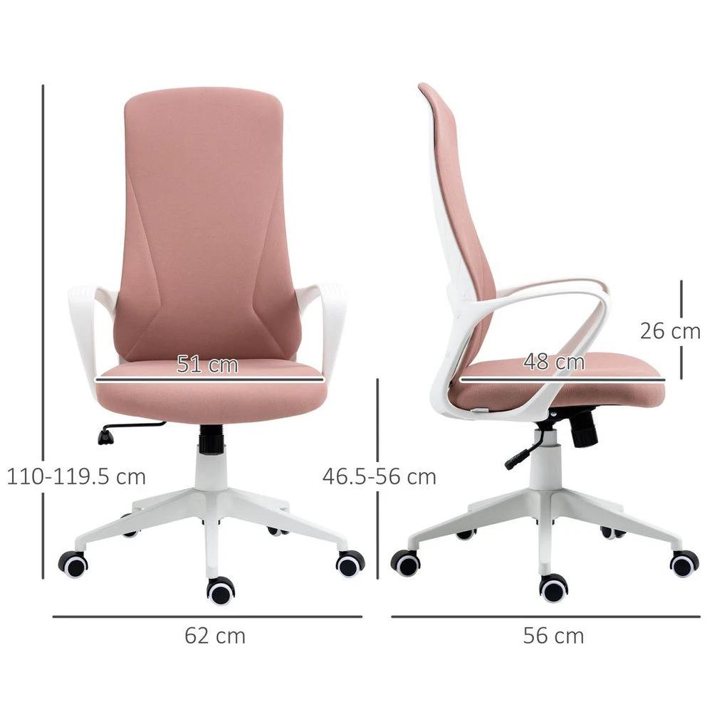 Vinsetto High-Back Home Office Chair Height Adjustable Elastic Desk Chair Pink by Vinsetto