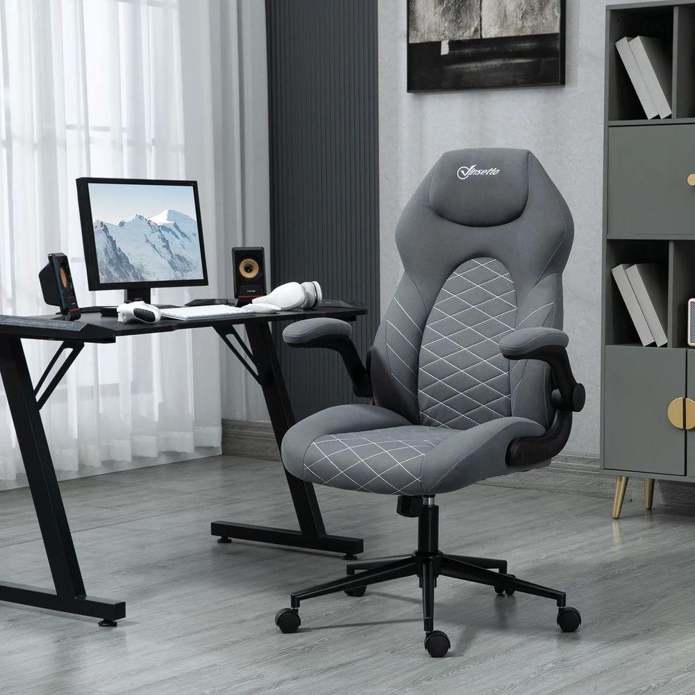 Vinsetto High-Back Home Office Chair w/ Flip Up Armrests Swivel Seat Dark Grey by Vinsetto