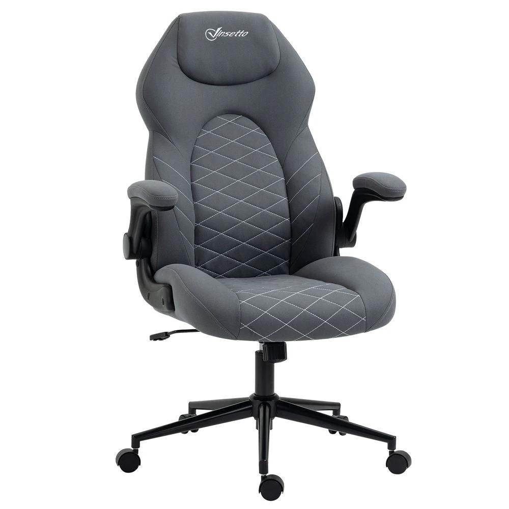 Vinsetto High-Back Home Office Chair w/ Flip Up Armrests Swivel Seat Dark Grey by Vinsetto