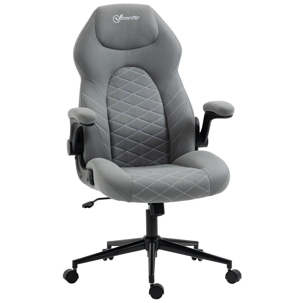 Vinsetto Vinsetto High-Back Home Office Chair w/ Flip Up Armrests Swivel Seat Light Grey - Office Chair