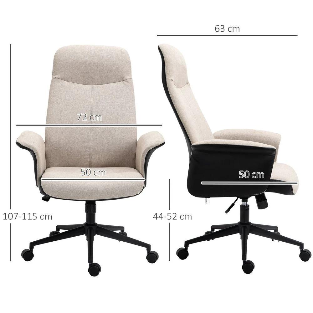 Vinsetto High-Back Office Chair Computer Desk Chair with Tilt Function Beige by Vinsetto