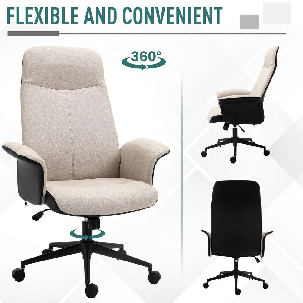 Vinsetto High-Back Office Chair Computer Desk Chair with Tilt Function Beige by Vinsetto