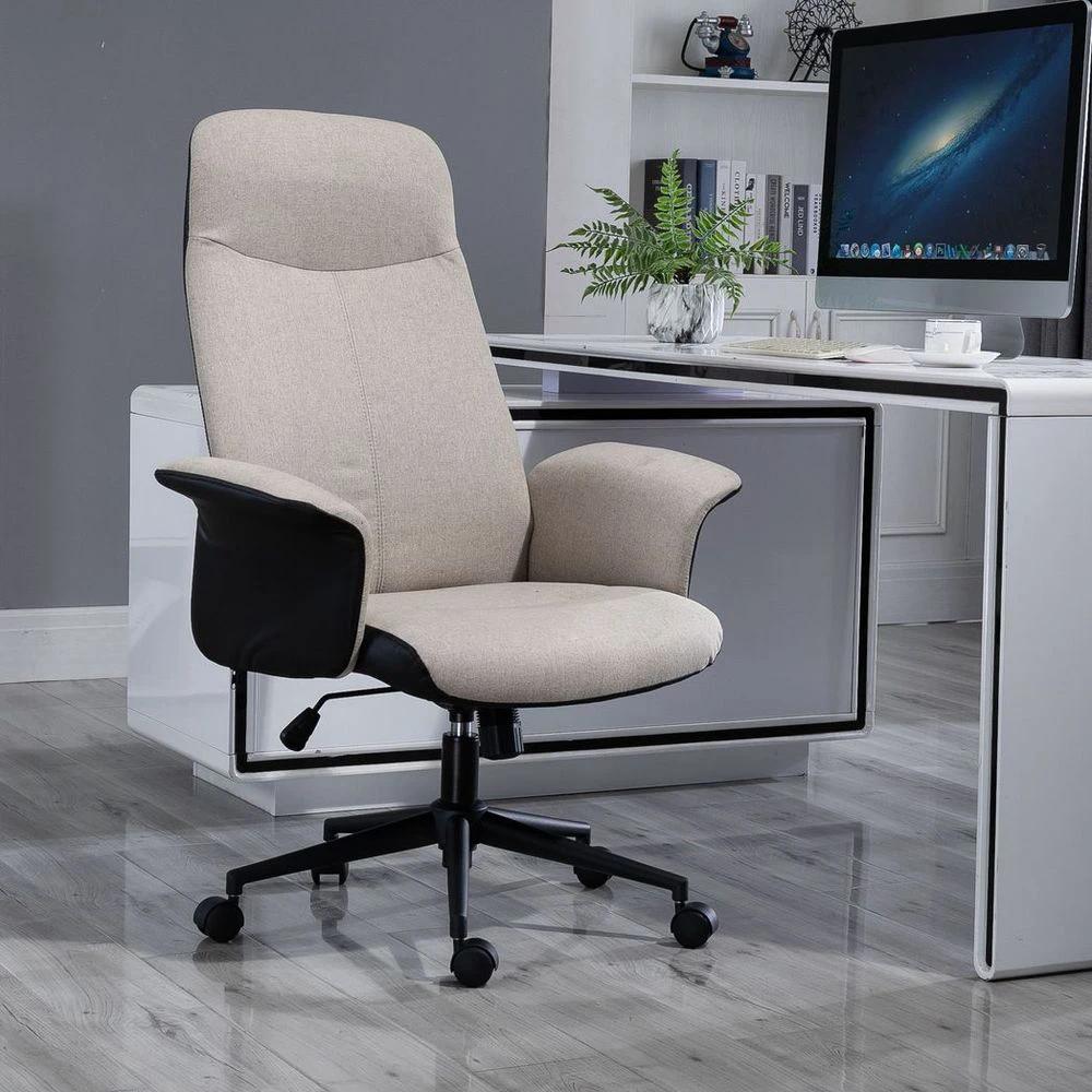 Vinsetto High-Back Office Chair Computer Desk Chair with Tilt Function Beige by Vinsetto