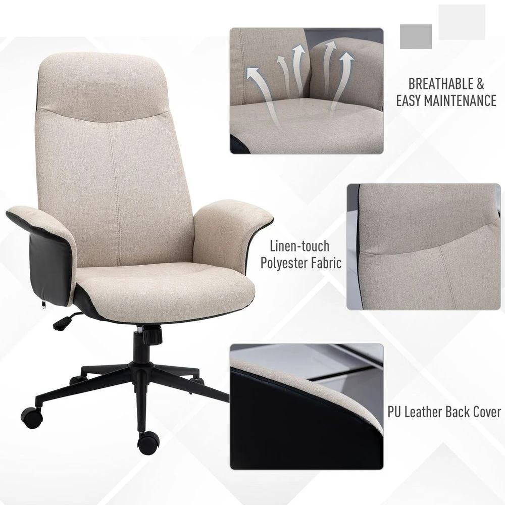 Vinsetto High-Back Office Chair Computer Desk Chair with Tilt Function Beige by Vinsetto