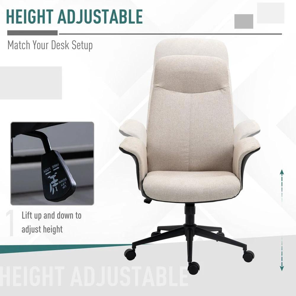 Vinsetto High-Back Office Chair Computer Desk Chair with Tilt Function Beige by Vinsetto
