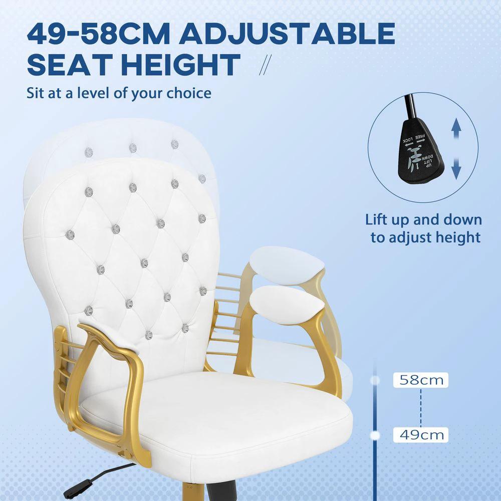 Vinsetto Vinsetto Home Office Chair Button Tufted Desk Chair with Swivel Wheels White - Office Chair