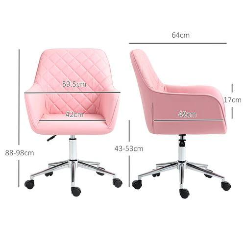 Vinsetto Vinsetto Home Office Chair Leather-Feel Fabric Swivel Chair with Armrests Pink - Office Chair