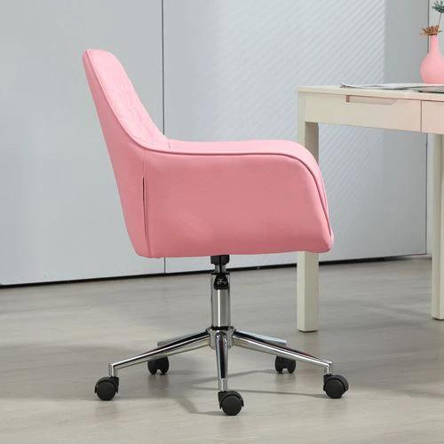 Vinsetto Vinsetto Home Office Chair Leather-Feel Fabric Swivel Chair with Armrests Pink - Office Chair