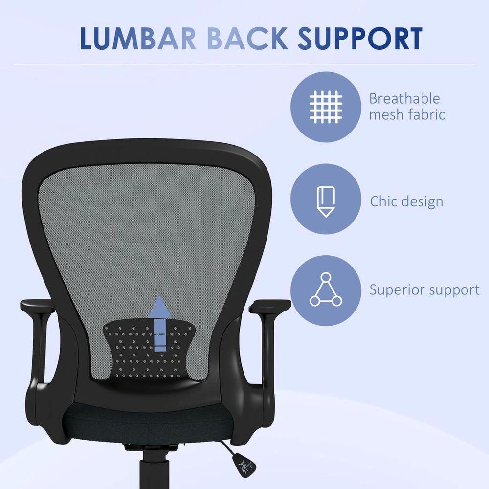 Vinsetto Mesh Office Chair, Computer Chair with Adjustable Armrest, Grey by Vinsetto