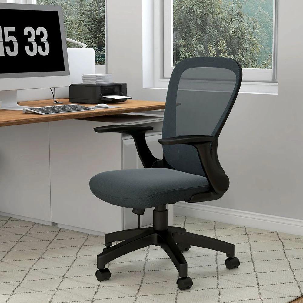 Vinsetto Mesh Office Chair, Computer Chair with Adjustable Armrest, Grey by Vinsetto