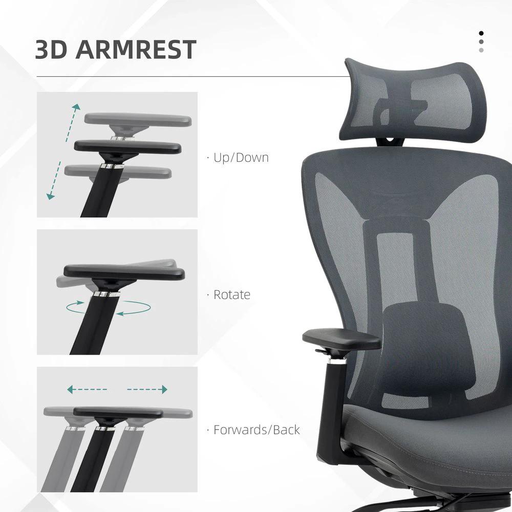 Vinsetto Mesh Office Chair for Home with Lumbar Support, Sliding Seat, 3D Arm by Vinsetto
