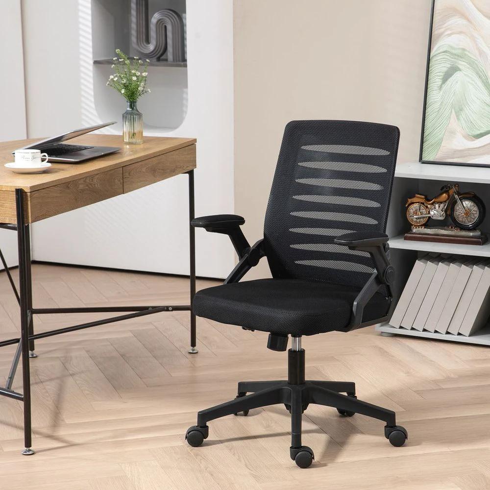 Vinsetto Vinsetto Mesh Office Chair Home Swivel Task Chair w/ Lumbar Support, Arm, Black - Office Chair
