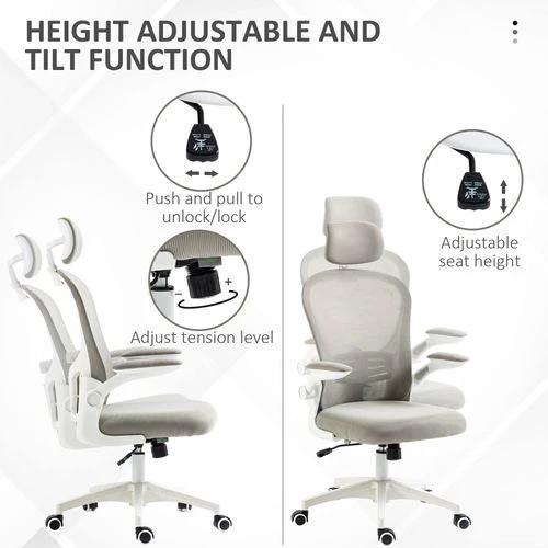Vinsetto Mesh Office Chair with Headrest, 4D Lumbar Support, Flip-up Arm by Vinsetto