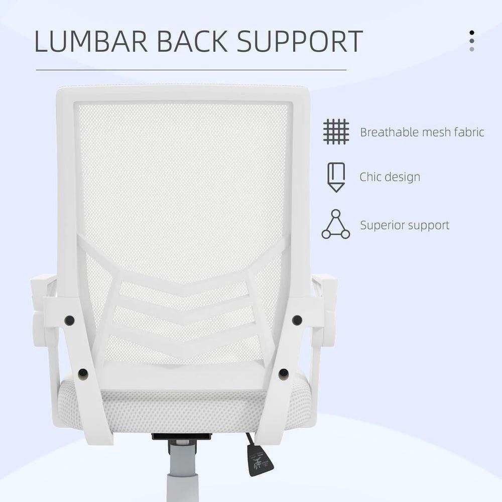 Vinsetto Mesh Swivel Office Chair Task Computer Chair w/ Lumbar Support, White by Vinsetto