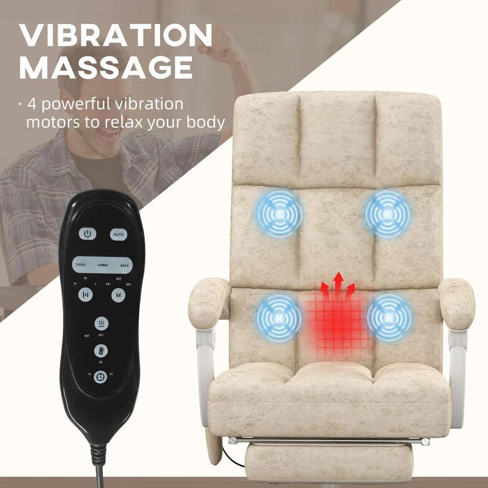 Vinsetto Vinsetto Microfibre Fabric Vibration Massage Office Chair for Home, Beige - Office Chair