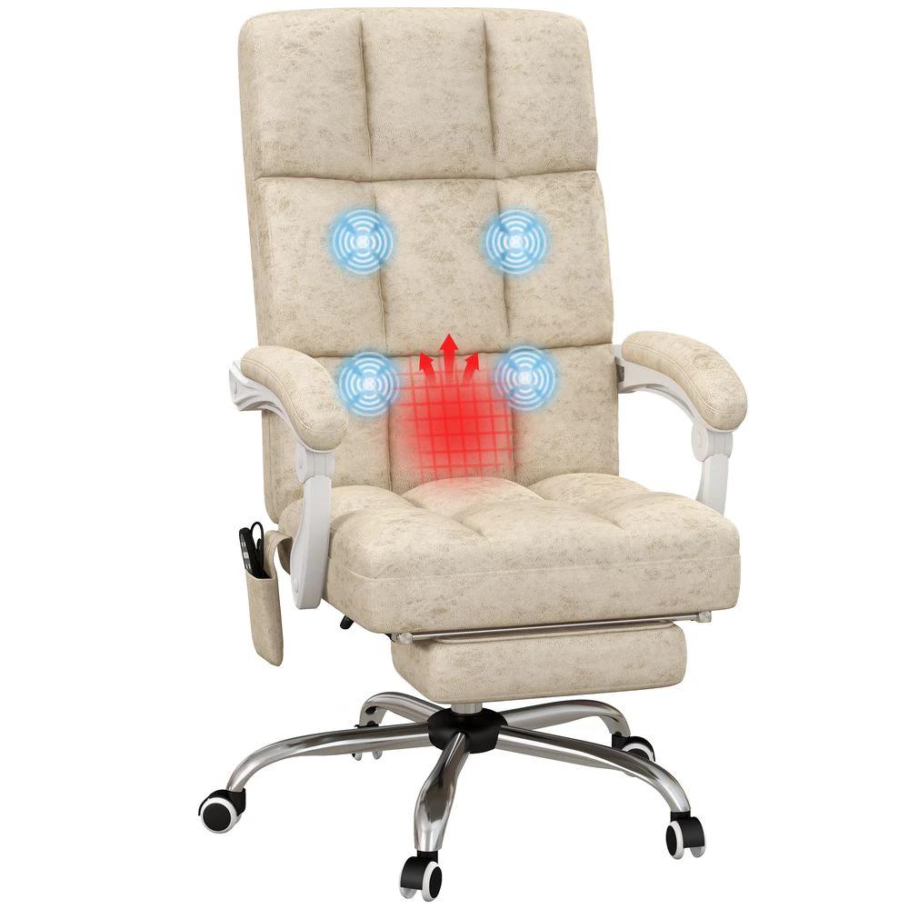Vinsetto Vinsetto Microfibre Fabric Vibration Massage Office Chair for Home, Beige - Office Chair
