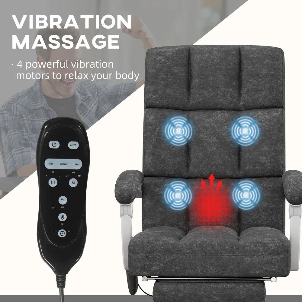 Vinsetto Vinsetto Microfibre Fabric Vibration Massage Office Chair for Home, Grey - Office Chair