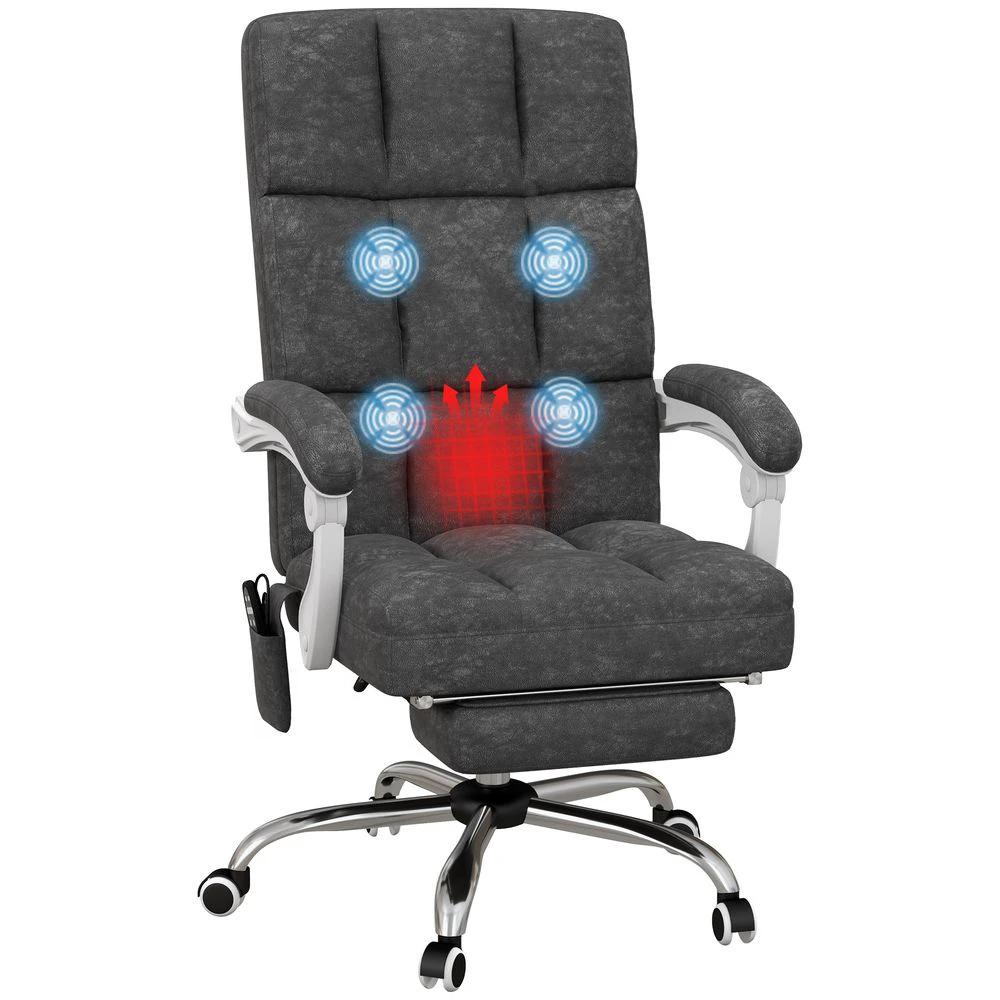 Vinsetto Vinsetto Microfibre Fabric Vibration Massage Office Chair for Home, Grey - Office Chair