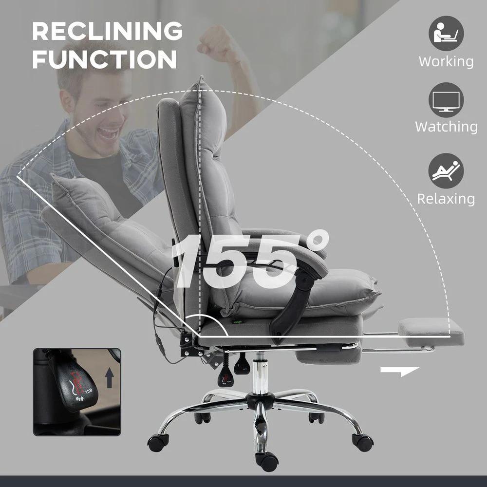 Vinsetto Microfibre Vibration Massage Office Chair with Heat, Footrest, Grey by Vinsetto