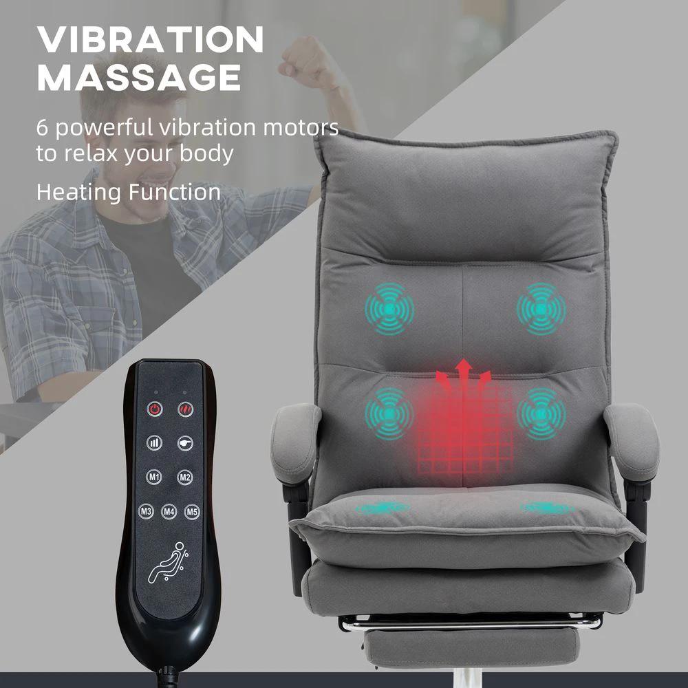 Vinsetto Microfibre Vibration Massage Office Chair with Heat, Footrest, Grey by Vinsetto