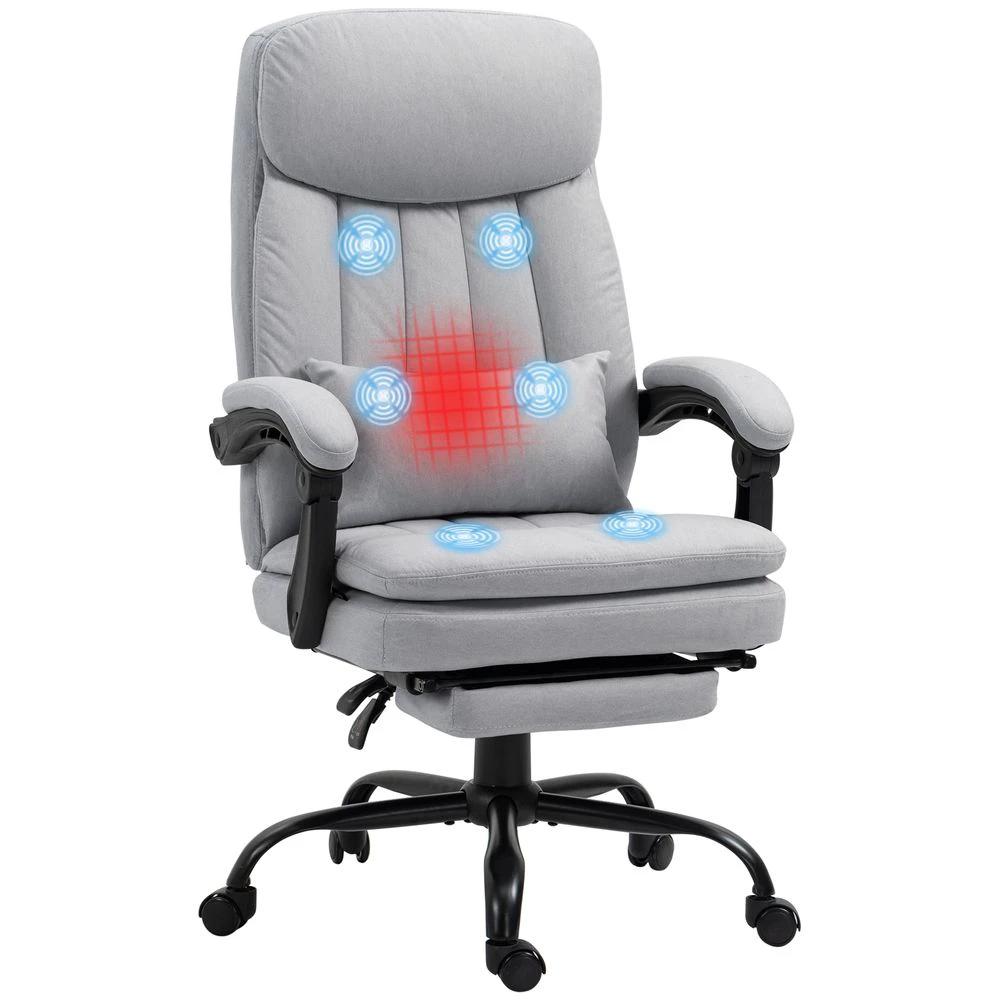 Vinsetto Vinsetto Microfibre Vibration Massage Office Chair with Heat, Pillow, Grey - Office Chair