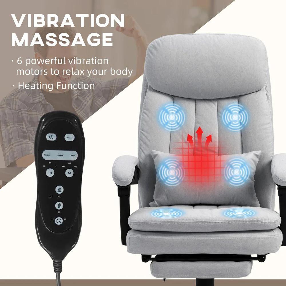 Vinsetto Vinsetto Microfibre Vibration Massage Office Chair with Heat, Pillow, Grey - Office Chair