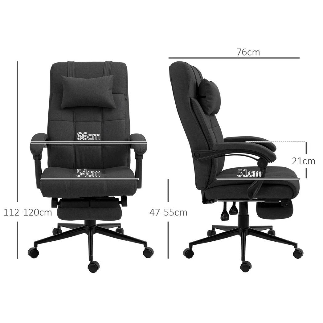 Vinsetto Office Chair with Adjustable Height, Wheels, Footrest, Black by Vinsetto