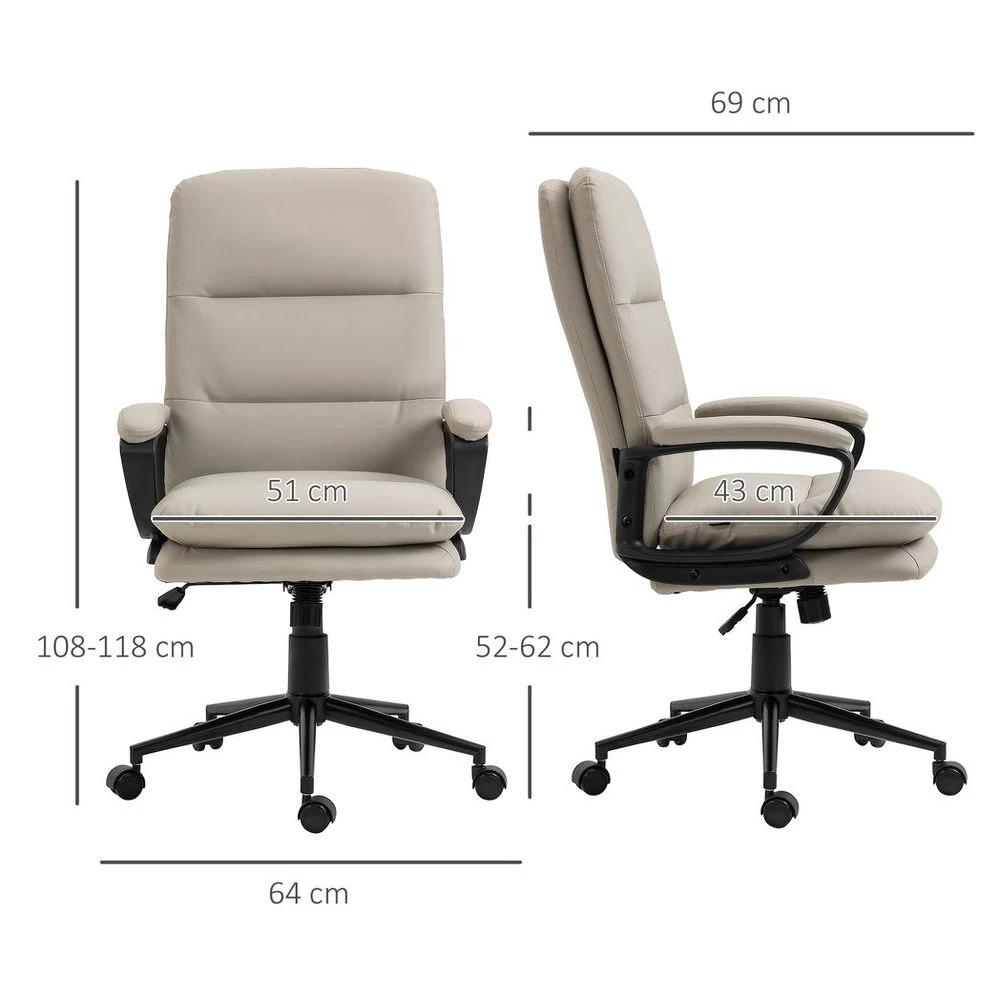 Vinsetto Vinsetto PU Leather Office Chair for Home with Arm, Adjustable Height, Grey - Office Chair