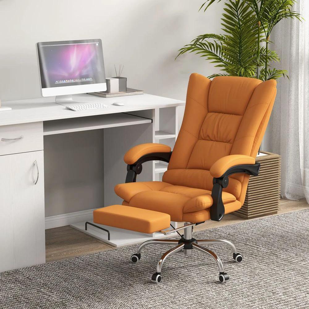Vinsetto Vinsetto PU Leather Vibration Massage Office Chair with Heat, Footrest, Brown - Office Chair