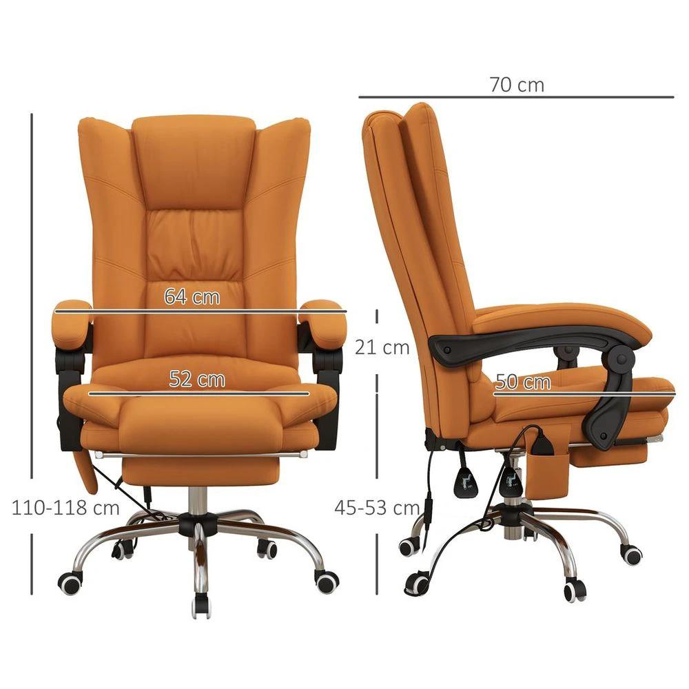 Vinsetto Vinsetto PU Leather Vibration Massage Office Chair with Heat, Footrest, Brown - Office Chair
