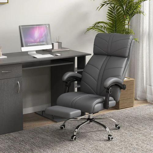 Vinsetto PU Leather Vibration Massage Office Chair with Heat, Footrest, Grey by Vinsetto
