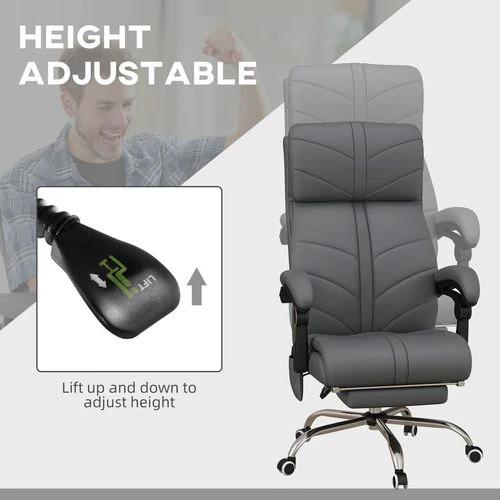 Vinsetto Vinsetto PU Leather Vibration Massage Office Chair with Heat, Footrest, Grey - Office Chair