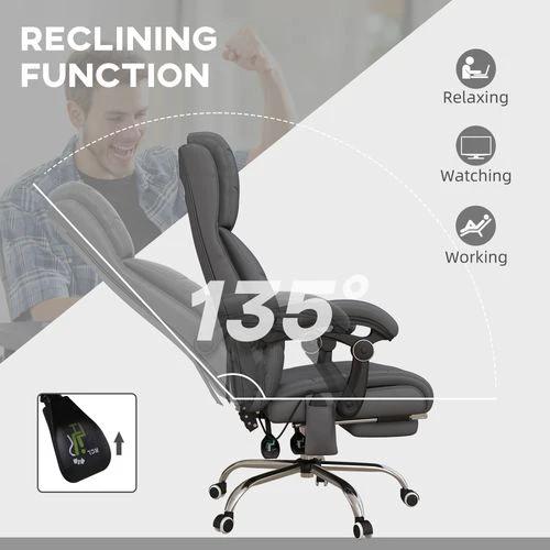 Vinsetto Vinsetto PU Leather Vibration Massage Office Chair with Heat, Footrest, Grey - Office Chair