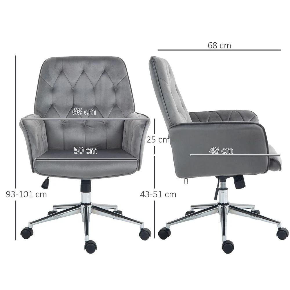 Vinsetto Vinsetto Swivel Computer Chair w/ Arm Modern Style Tufted Home Office Dark Grey - Office Chair